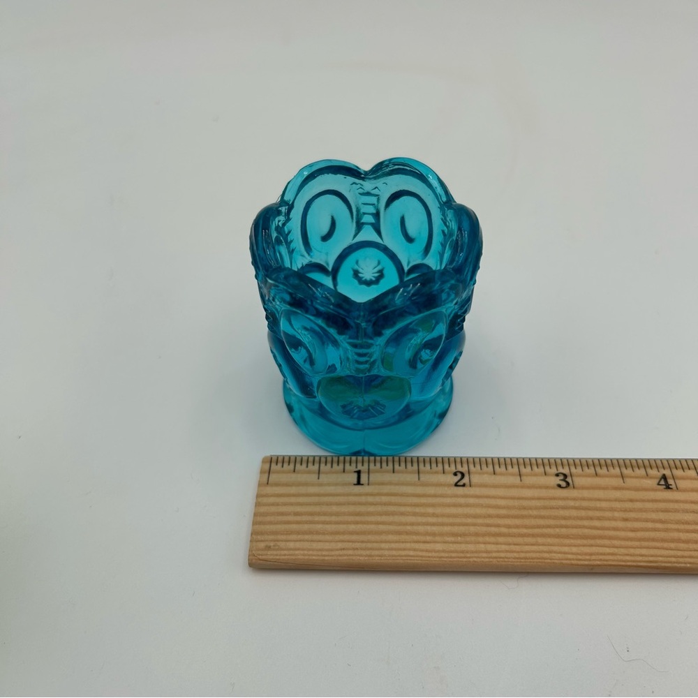 Vintage LE Smith Glass Moon & Stars Toothpick Holders - Green and Blue - Picture 6 of 9